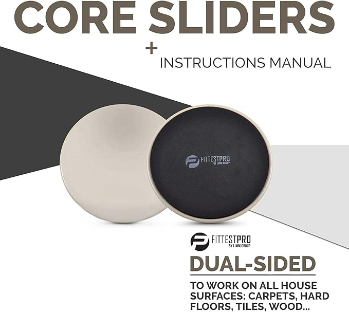 Limm Core Sliders for Working Out - Exercise Sliders Fitness, Stability, Ab, Legs & Full Body (Set of 2) - Bonus Carry Bag & Workout Ebook - Gym Gliding Disc Pads for Hardwood, Carpet & More