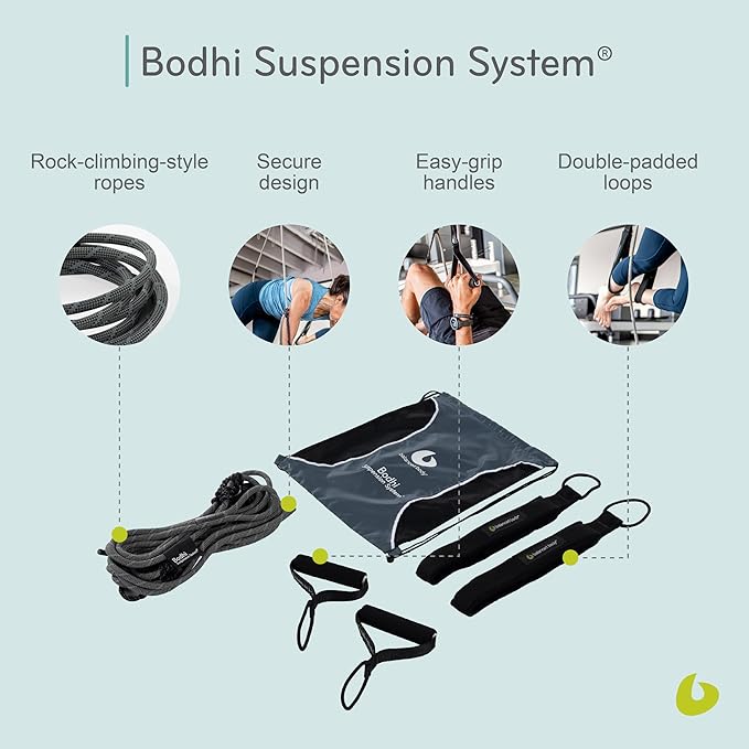 Balanced Body Bodhi Suspension System, Pilates Gym Equipment, Suspension Straps Exercise Equipment for Home Gym or Studio, Gray