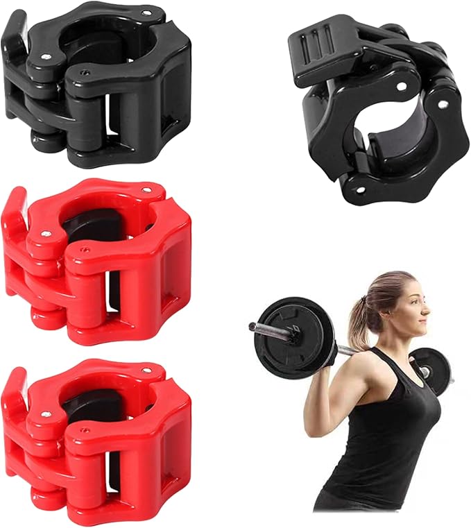 4 Pack Dumbbell Barbell Clamps 30mm, Quick Release Weight Bar Collars, Secure Locking Barbell Clips for Weightlifting, Workout, Strength Training & Fitness Accessories