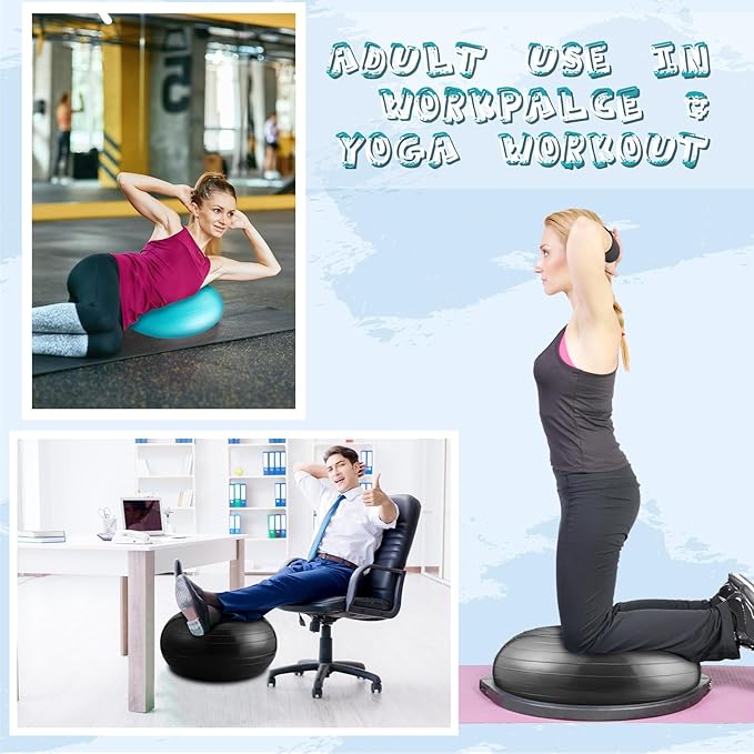 Libima 4 Pcs Flexible Seating for Classroom Inflatable Yoga Ball Chairs with Pump Donut Exercise Ball Chair Cushion Seat for Balance and Stability Training Home Office Gym Workout