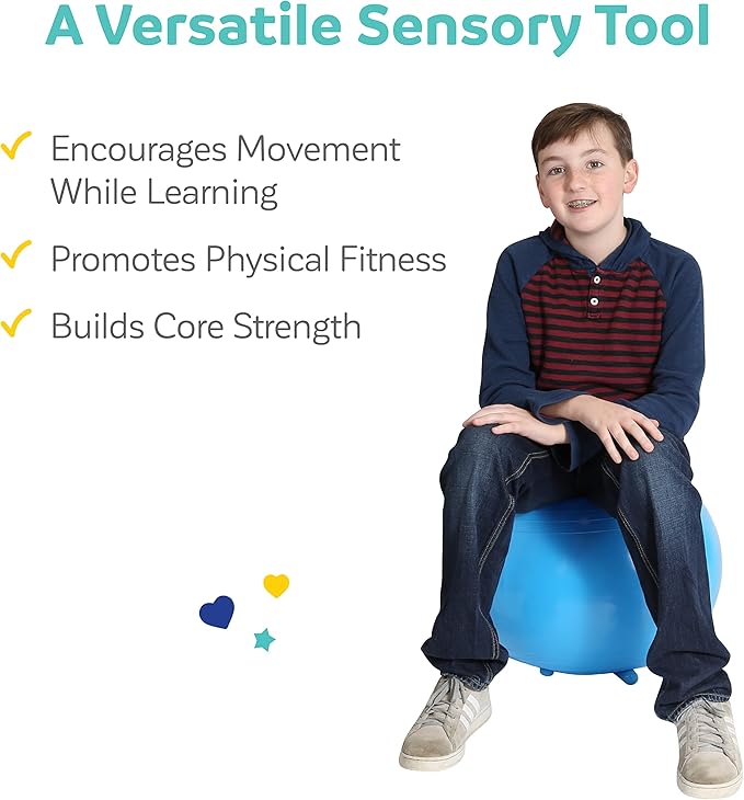 Fun & Function - Chair Ball - Yoga Ball Chair for Kids - Flexible Seating for Classroom, Elementary & Middle School - Wiggle Chair for Kids - Blue - 21" - Child Ball Seat