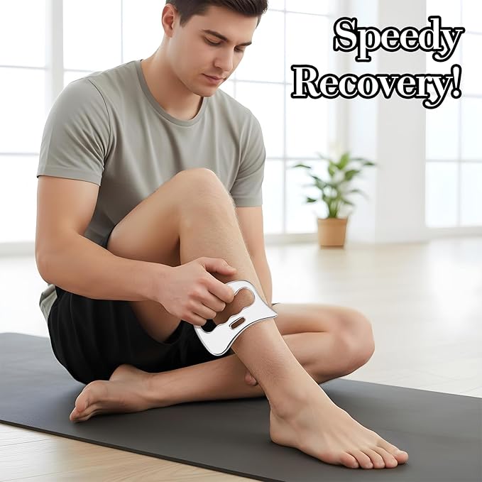 3 in 1 Guasha Massage Tool, Grade Stainless Steel Scraping Tool for Soft Tissue Upgrade Physical Therapy Stuff, Used for Back, Legs, Arms, Neck, Shoulder, Gua Sha Tools (Square+S-Shape+D-Shape)
