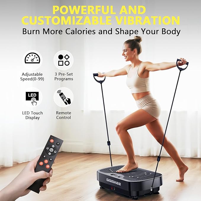 Vibrating Board Exercise Machine, Vibrating Platform for Lymphatic Drainage, 120 Speeds, Upgraded Vibrating Board for Weight Loss, Full Body Workout Equipment, Perfect for Home Fitness