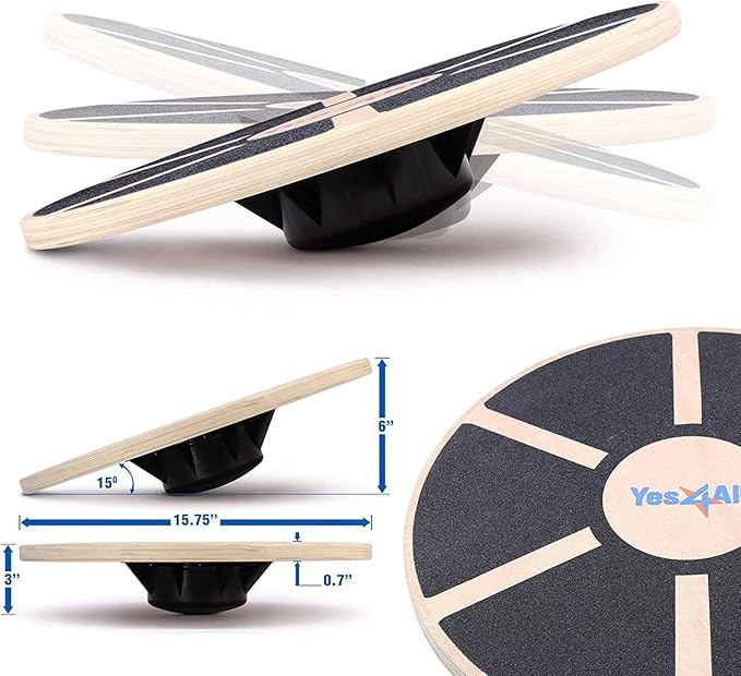 Yes4All Versatile Wooden Wobble Balance Trainer Board with 360 Degree Rotation