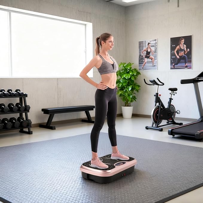 MAMIZO Vibration Plate Exercise Machine, Full Body Workout Shake Board Vibrate Platform for Lymphatic Drainage Weight Loss, with Loop Bands & Remote, Workout Equipment for Home Women Men
