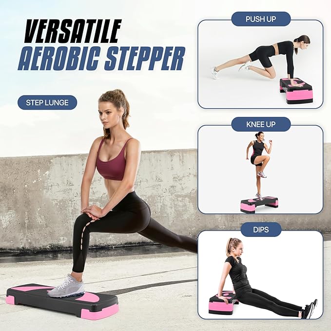 MADOG Aerobics Stepper Platform with 4/6/8 inch Height Stackable Risers