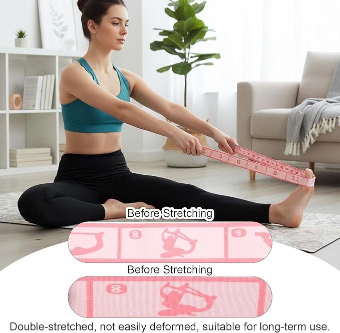 12 Loops Yoga Band, Yoga Bands for Stretching Stretching Bands Stretch Straps with Loops for Dance, Gymnastics, Physical Therapy, Flexibility & Resistance Training, Ballet, Latin Workouts