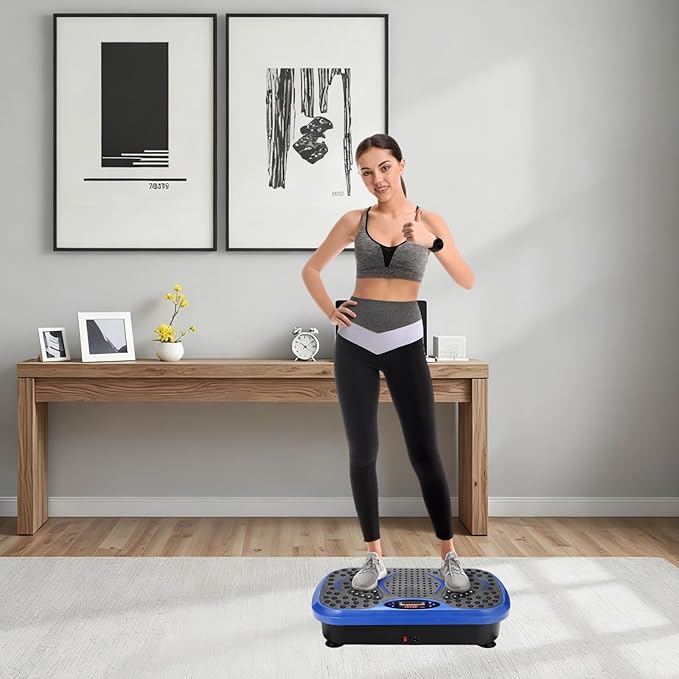 MAMIZO Vibration Plate Exercise Machine, Full Body Workout Shake Board Vibrate Platform for Lymphatic Drainage Weight Loss, with Loop Bands & Remote, Workout Equipment for Home Women Men