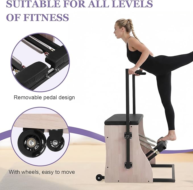 Generic Pilates Chair Split-Pedal Stability Combo Chair with Adjustable Resistance Split Pedal Handles