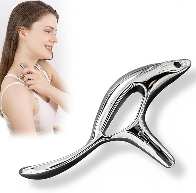 Metal Trigger Point Massage Tool for Deep Tissue Massage & Acupressure Body Gua Sha Tool, Muscle Scraper Massager, Thumb Saver Tool, Fascia Blaster for Body Pain Relief