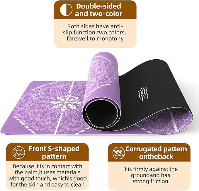 FOLAI Extra Thick Yoga Mat 6mm，pilates mat thick - Non-Slip Exercise Mat for HIIT, Pilates & Home Workouts & Workout with Free Carry Strap