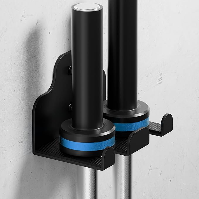 Barbell Wall Holder,Olympic Hanger,Garage Gym Bar Wall Rack,Vertical Barbell Mount Rack,Space Saving Commercial or Home Gym Accessory,Holds Under 33mm Bar Size