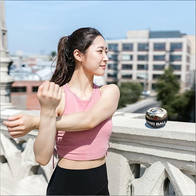 All-Metal Power Gyro Ball,Weighted Auto-Start Hand Wrist Forearm Trainer and Strengthener for Exercise Joint and Muscle with Ball Bag