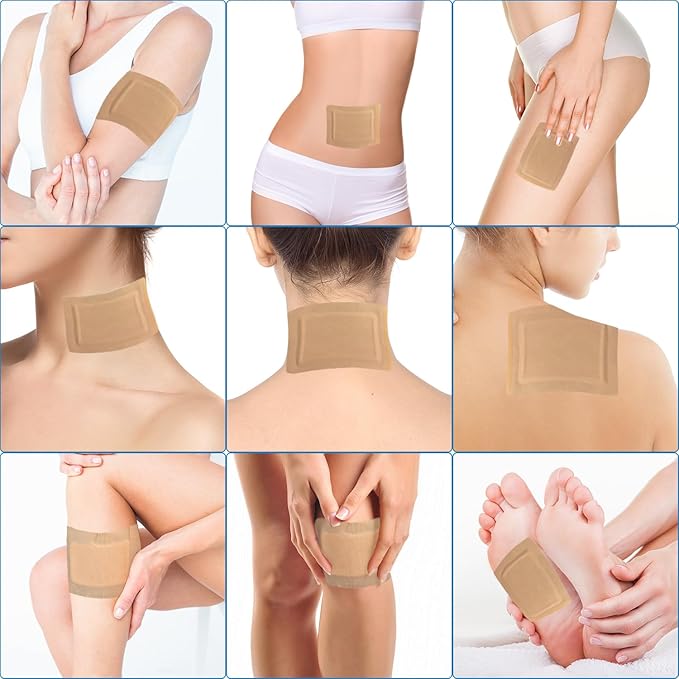 32 Pcs Castor Oil Patches, Disposable Portable Castor Oil Packs with Anti Leakage Cotton for Belly/Feet/Knee (Oils Not Included), 5.1" x 3.9"