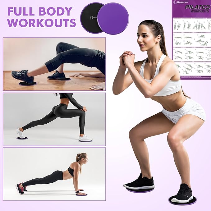 Pilates Ring Set Exercise Equipment, with Exercise Resistance Bands Set, Pilates Ball, Sliding Disks. Portable Home Gym - with Fitness Guide Poster