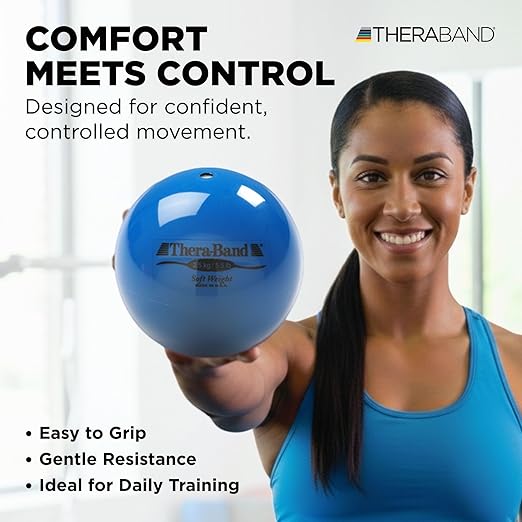 THERABAND Soft Weight, 4.5" Diameter, Weighted Balls for Baseball, Weighted Balls for Softball, Hand Held Ball Shaped Isotonic, Shoulder Strength, Rotator Cuff & Throwing Trainer, Blue, 5.5LB