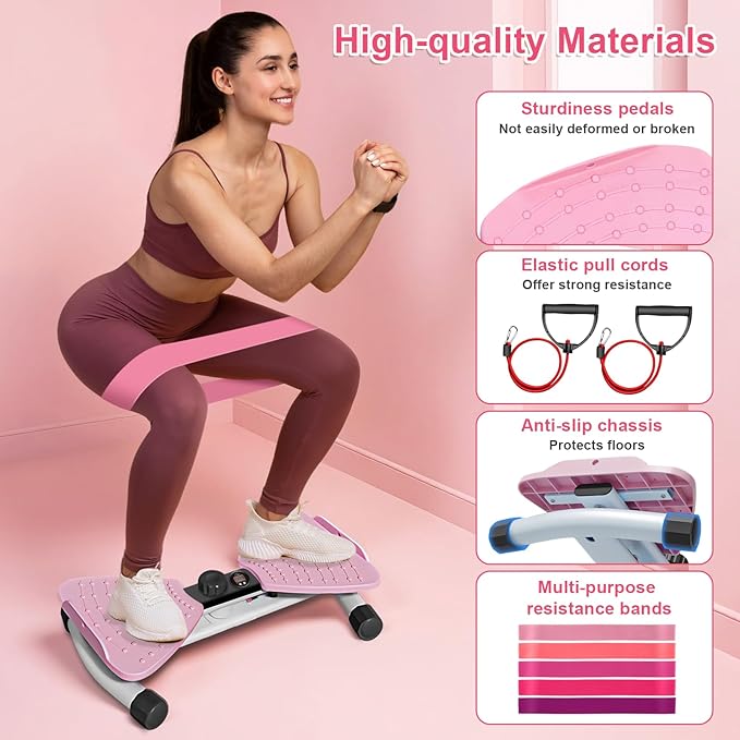 HEH Waist Twister Machine Exercise, Adjustable Ab Twister Board with Digital Display, Waist Twister with 5 Resistance Bands, 450lbS Capacity & 20dB Ultra-Quiet, Anti-Slip Home Gym Workout Equipment for Men Women