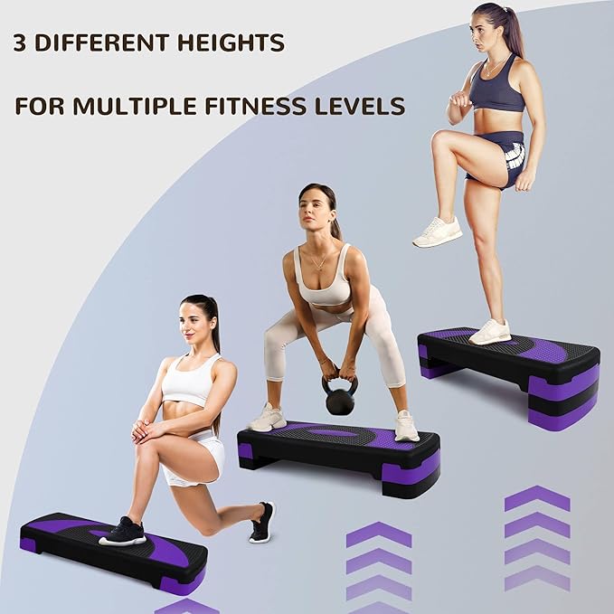 BalanceFrom Aerobic Step Platform Trainer with Adjustable 3-Level Risers, 400 Pound Weight Capacity – Non-Slip Exercise Stepper for Cardio, Strength, and Fitness Workouts at Home or Gym