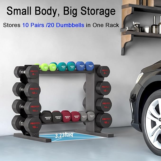 PROIRON Dumbbell Rack Stand for Home Gym, Upgraded Stable Weight Rack, 4-Tier Dumbbell Rack Stand Only Holder for Dumbbells, Free Weights, 450LB Capacity Heavy-Duty Compact Storage Organizer