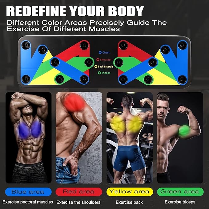 Power Pack 9-in-1 Push Up Board – Multi-Functional Home Workout Equipment for Strength Training, Chest, Arm, and Core – Portable Fitness System for Fat Burn & Muscle Building
