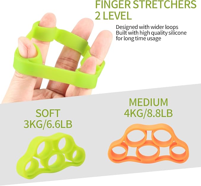 3 Pcs Hand Grip Strength Balls with 2 Pcs Finger Strengthener, Wrist Grip Strengthener Trainer, Stress Relief Balls Trainеr Hand Balls, Hand Exerciser Squeezer for Adults Hand Workout