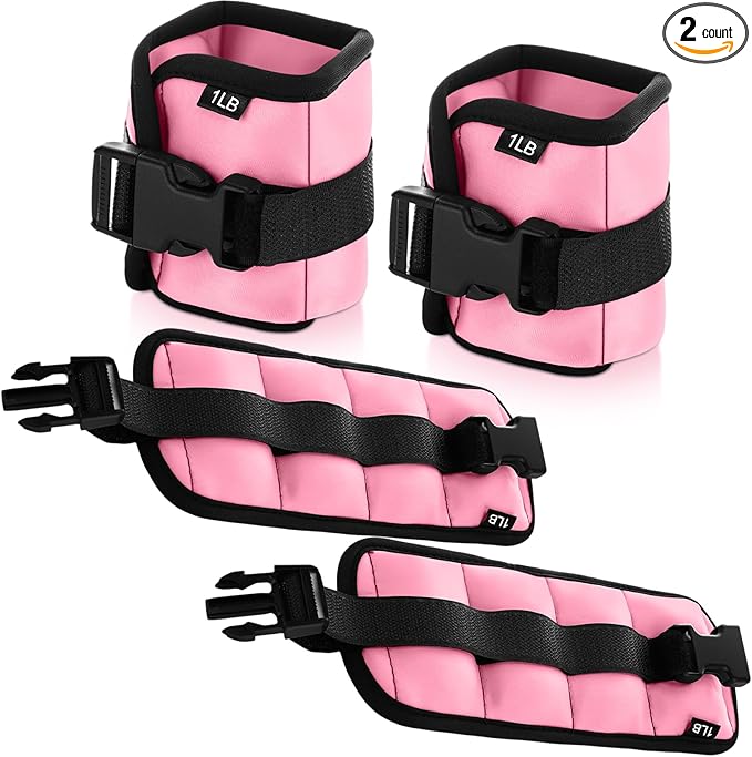 2 Pairs Ankle Wrist Weights for Land or Aquatic Exercise Aqua Cuffs Aqua Aerobics Fitness Bands for Ankle and Wrist Adjustable Weights for Swimming Pool Workout Equipment