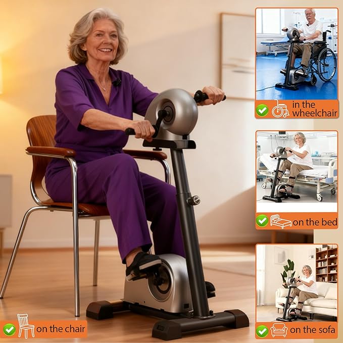 2026 Electric Physical Therapy Exercise Bike with Leg Support & Stroke Hand Brace - Arm Leg Pedal Exerciser | 20 Speed Dual Motorzied Rehab Trainer for Knee, Foot, Arm Recovery | Elderly & Disabled