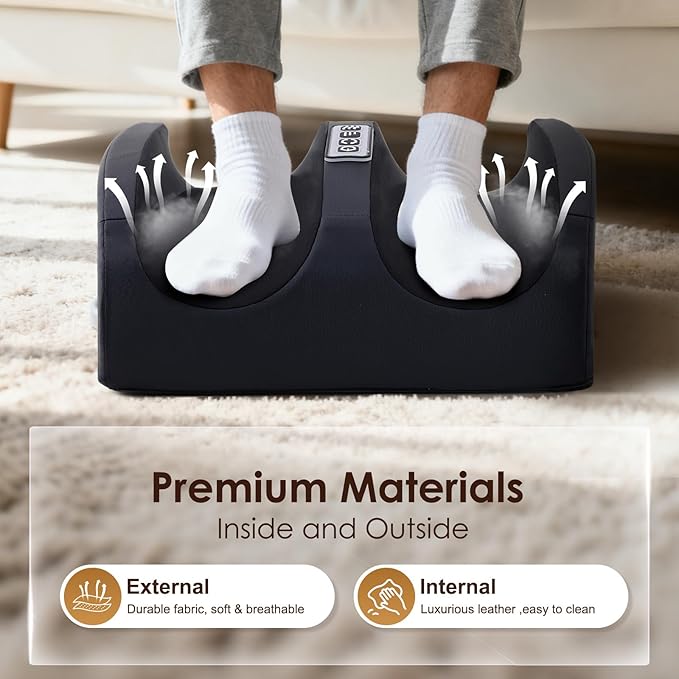 Foot Massager with Heat, Electric Foot and Calf Massager with Roller, Deep Tissue Massage for Plantar Fasciitis, Neuropathy & Pain Relief, Gifts for Women & Men(Black)