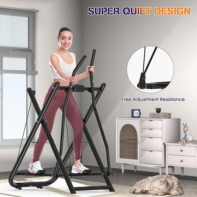 Air Walk Elliptical Glider Machine - 600LBS Capacity, Fully Assembled Low-Impact Design for Home Gym Cross-Training Arm & Leg Cardio Workout-New Version