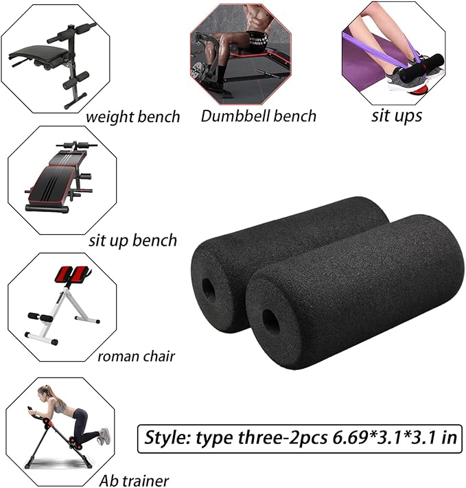 Protective Pads (6.69 * 3.1 * 3.1 in) Cushion for Exercise Equipment, Soft Foam Padding Sponge Rollers for Workout Machine-Sit ups, Barbell Bench