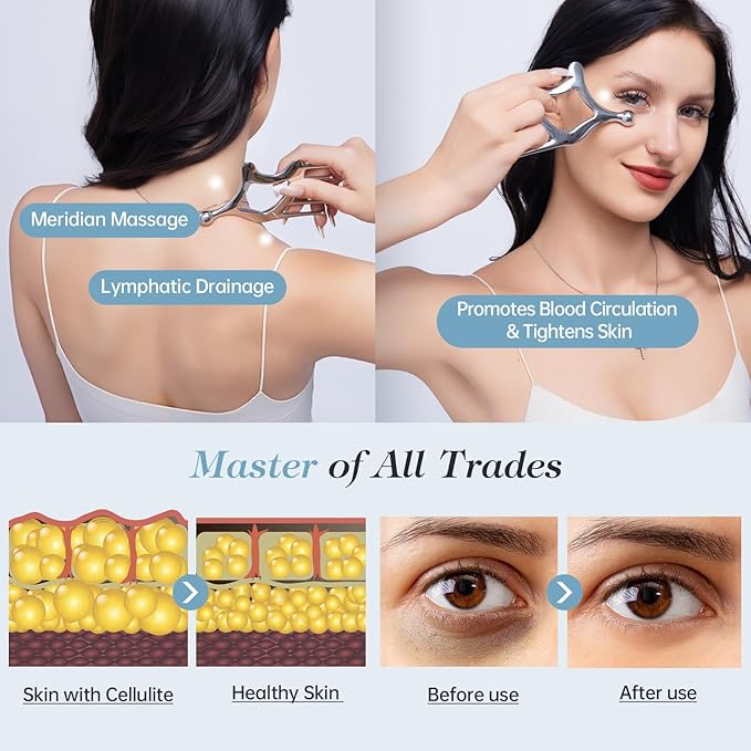 Gua Sha Tool with Handle,5in1 Scalp Massage Tool for Head&Face&Body, Protable Scalp Comb Guasha for Deep Relaxation and Relieving Pain, Acupressure and Trigger Point Tool for SPA