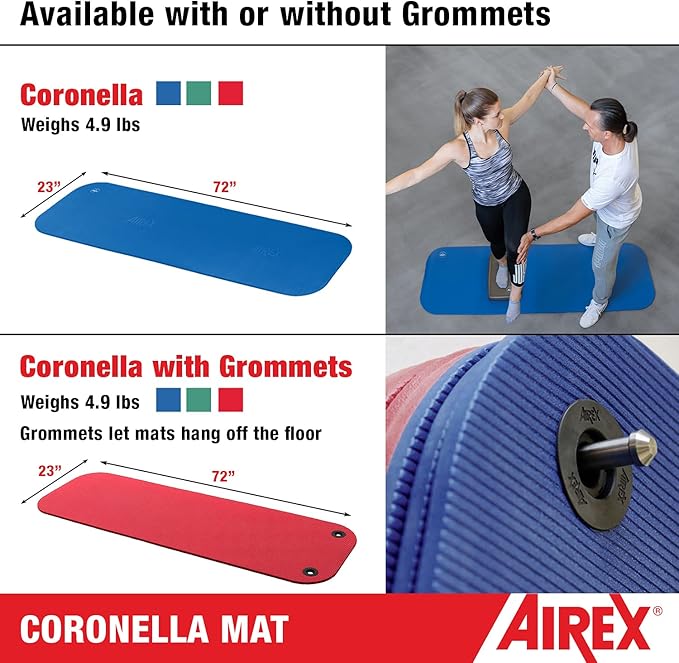 AIREX Official Coronella Exercise Mat - Home Workout Mat for Rehabilitation, Strength Training, Aerobics, Water Fitness, Exercise, Home Workouts, Floor Exercises with Premium Foam