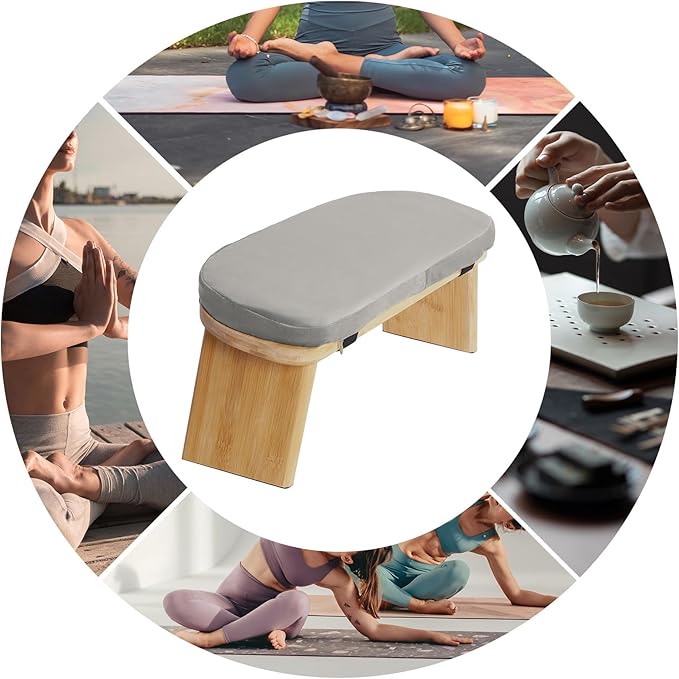 Bamboo Meditation Bench Stool – Foldable Yoga Seat with Cushion & Bag