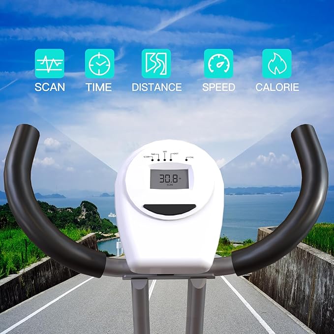 Foldable Exercise Bike Stationary Bikes for Home, 5 IN 1 Indoor Workout Bike, Cycling Bike with 16-Level Quiet Magnetic Resistance, 6.6 LBS Flywheel and 300LBS Capacity for Senior and Home Workout