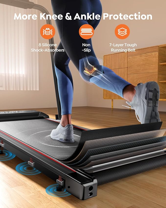 Walking Pad with 12% Incline & Height-Adjustable Handlebar, 5-in-1 Foldable Treadmill for Home & Office, Portable Under Desk Treadmill with LED Display & App Control