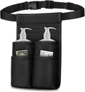 SITHON Massage Bottle Bag, Professional Massage Therapist Holster for 2 Bottles, Lotion Oil Waist Holder Organizer with Adjustable Belt, Multiple Pockets (Bag Only) (Black)