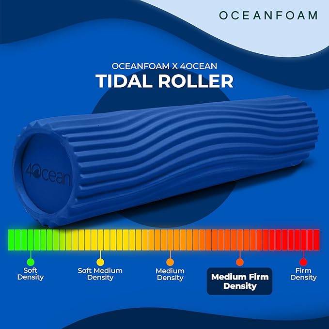Oceanfoam x 4ocean Roller (Royal Blue) – Limited Edition Muscle Roller for Back Pain & Yoga - High Density Foam for Physical Therapy - Textured for Deep Tissue Massage