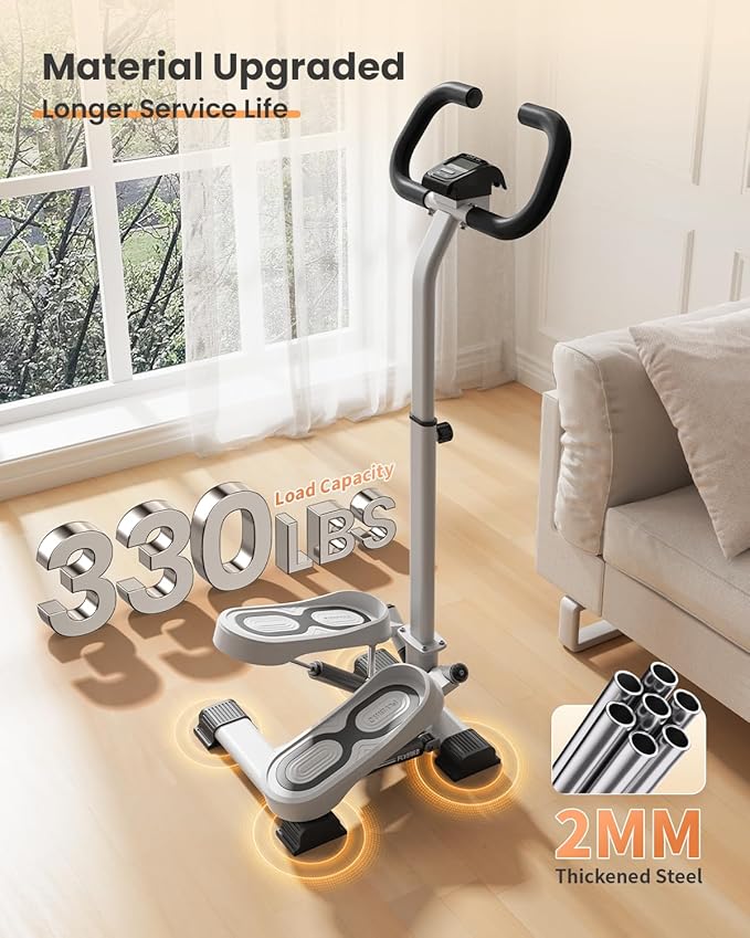 FLYBIRD Stair Stepper Machine for Workout, 350 LBS Capacity Twisting Stepper for Cardio Burning, Legs, Hips & Glutes, Fitness Equipment for Men and Women