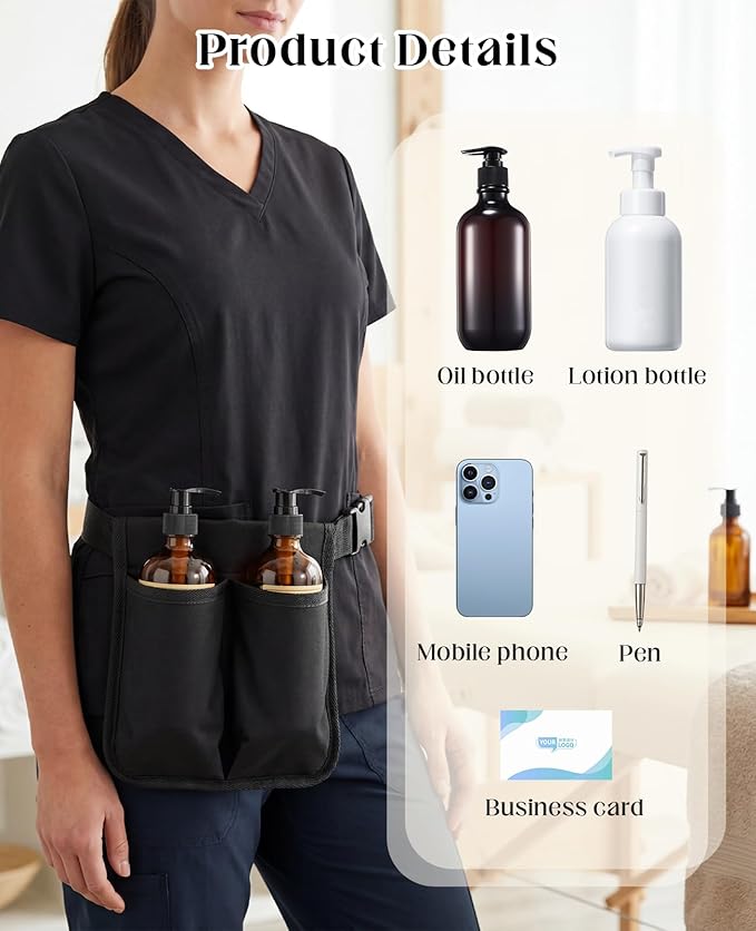2PCS Massage Lotion Holster, Machine Washable Adjustable Massage Oil Bottle Holster
