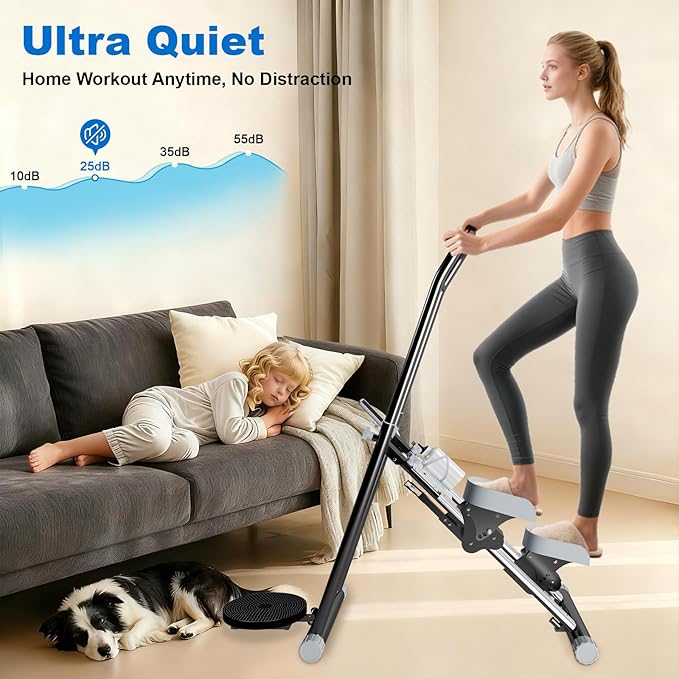 OVER SELF stairmaster Machine for Home - Stair Climber Stepper for Home Gym Exercise, Compact Folding Stair Stepper, Adjustable Handlebar/Pedal, Knee-Friendly Full-Body Workout Equipment