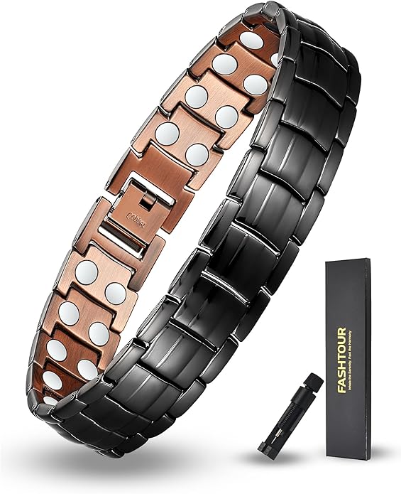Copper Magnetic Bracelet for Men, 2X Strength 99.99% Pure Copper Bracelet with Powerful Magnets and Sizing Tool