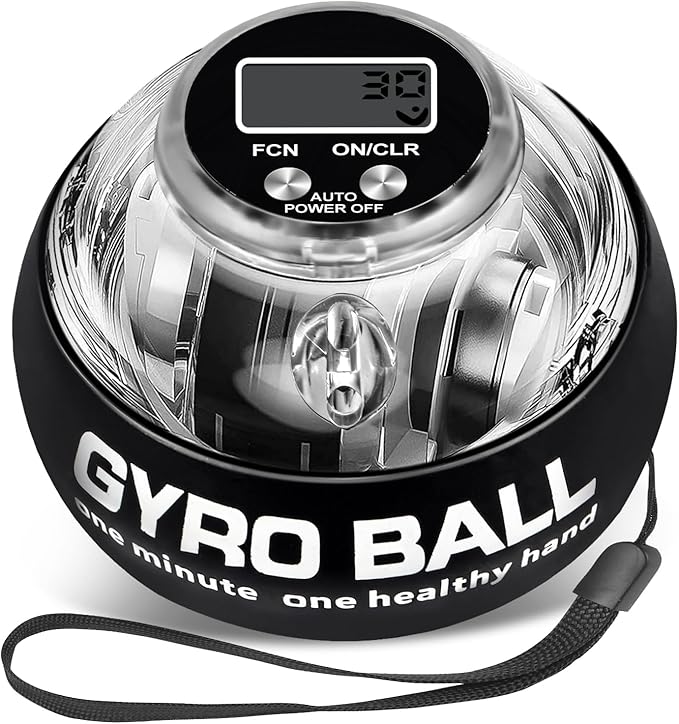 Torque Ball Hand Exerciser, Grip Strength Trainer, Forearm Strengthener, Hand Strengthening Devices,Wrist Power Gyro Ball,Wrist Strengthener, Finger Exerciser with Auto-Start LED Lights and Digital Display