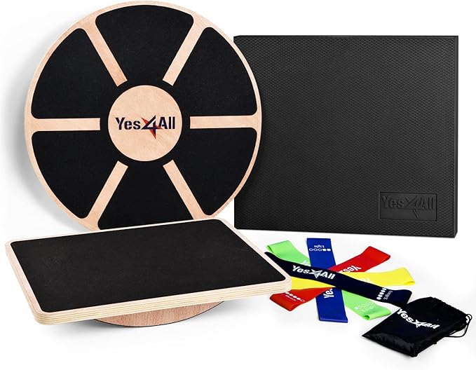 Yes4All Versatile Wooden Wobble Balance Board, Balance Trainer for Mobility Training, Standing Desk, Core Training, Exercise Balance Stability Trainer
