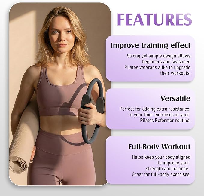 JKSHMYT Pilates Ring Fitness Circle for Women, Pilates Equipment – 14.5" Home Magic Exercise Workout, Better me Pilates Essentials Starter Set for Beginners Toning Shape Full Body