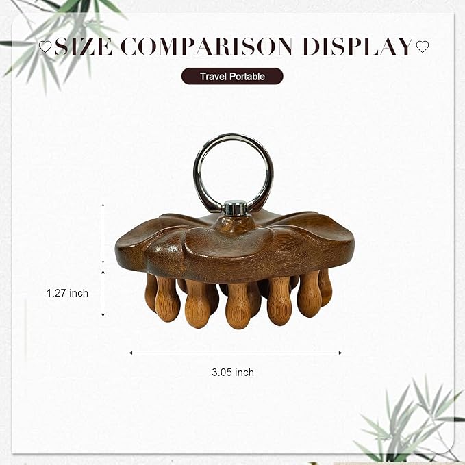 Scalp Massager for Hair Growth, Wooden Scalp Massager, Gentle Head Massage Comb for Scalp Relaxation, Daily Hair Care, Portable Manual Self-Care Tool, Natural Wellness Gift for Women Men