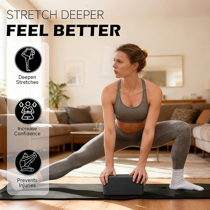 Leikefitness Yoga Blocks 2 Pack,Lightweight-High Density Eva Foam Soft Non-Slip for Yoga, Pilates, Meditation 9"×6"×3"