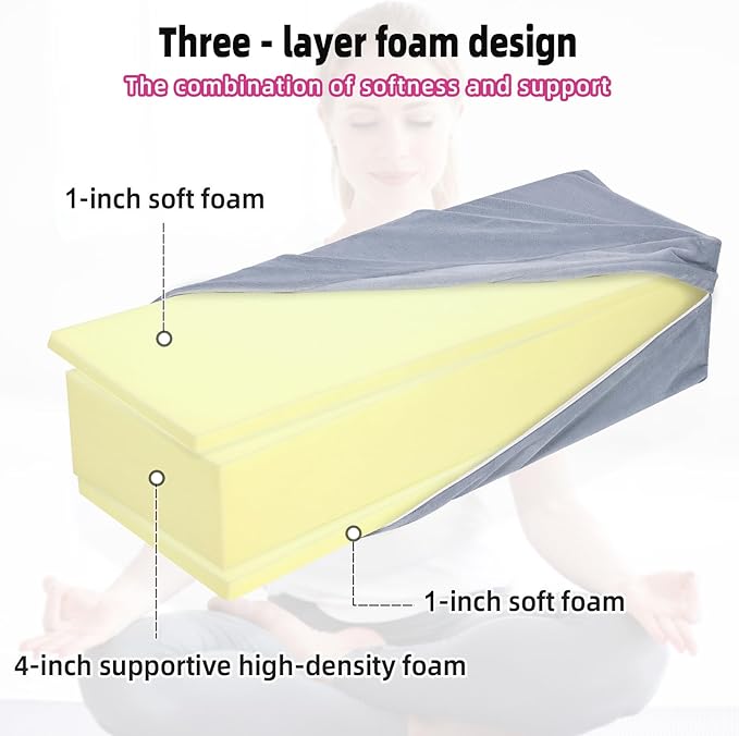 GOFORIT Yoga Bolster Pillow for Meditation and Support，Rectangular Meditation Pillow for Restorative Yoga，26.5"X9.5" X6"