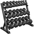 Rubber Hex Dumbbells with Rack 350/450/550 LBS - Free Weights Dumbbell Set Home Gym Equipment Exercise & Fitness Dumbbells for Strength Training