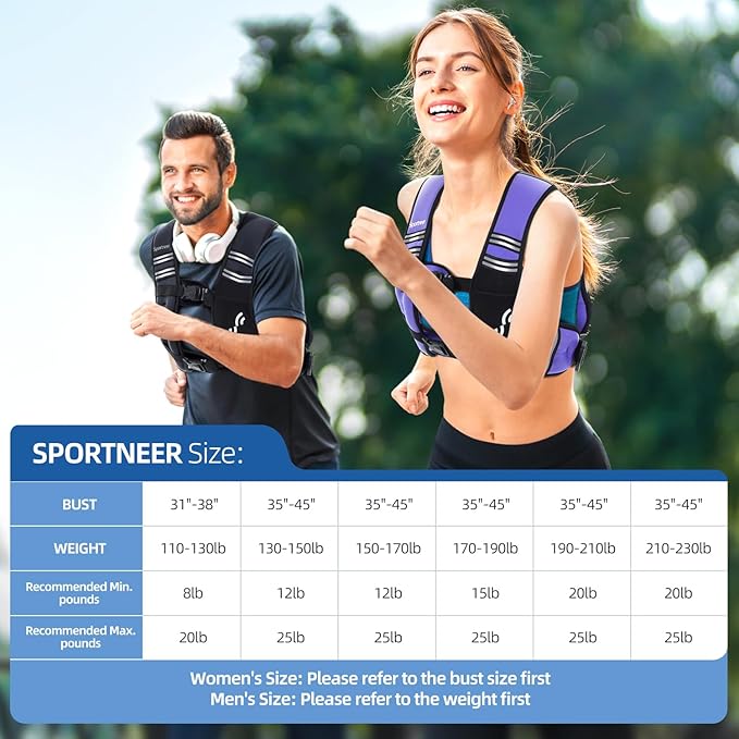 Sportneer Weighted Vest Woman: 8lb/12lb/15lb/20lb/25lb Weight Vest for Walking with Phone Bag, Adjustable Women Weighted Vest for Running Rucking Vest for Jogging Strength Training Weight Loss