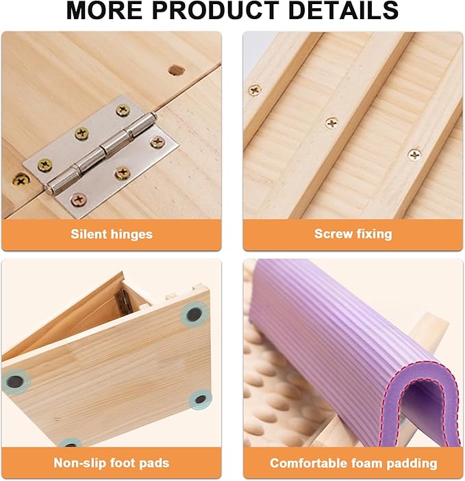 Portable Wooden Slant Board, for Calf Stretching and Squats, Professional Calf Stretcher, Adjustable Incline Board for Knees Ankle Heel Feet Leg